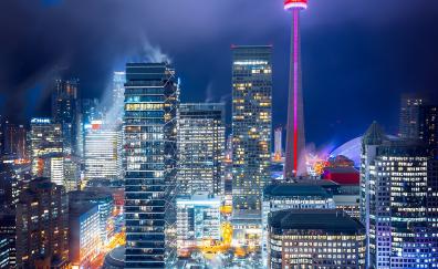 Toronto, cityscape, high skyscrapers, lights