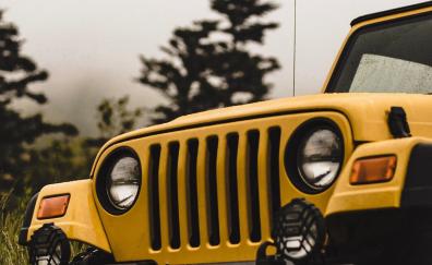 Yellow, Jeep, car, front