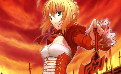 Anime girl, fate series, saber, Fate/Extra Last Encore