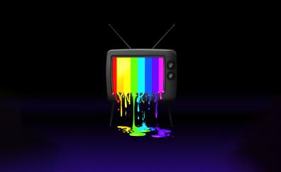 Old TV set, colorful stripes, abstract