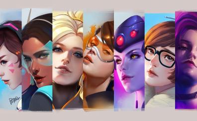 Overwatch, all girl, collage