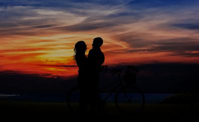 Couple, love, sunset, outdoor