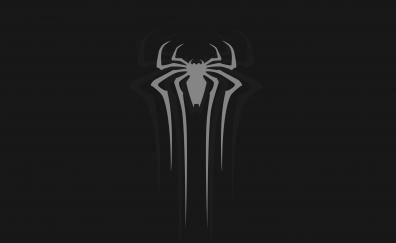 Logo, gray, spider-man, minimal, dark