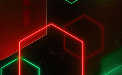 Glowing shapes, geometrical, hexagons