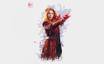 Scarlet witch, Avengers: infinity war, artwork, 2018
