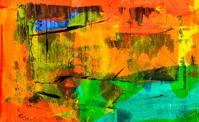 Abstract, colorful, orange-green theme, painting