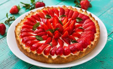 Strawberry pie, cake, food