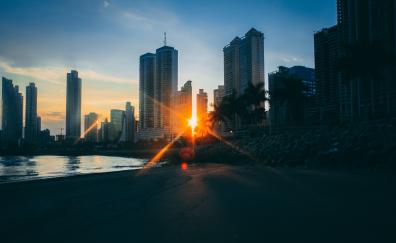 Panama city, buildings, sunlight