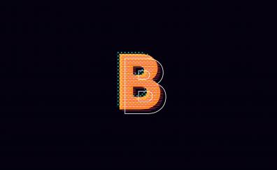 B alphabet, typography, dark