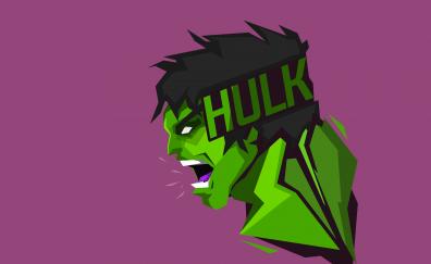 Hulk, superhero, art, minimal, headshot