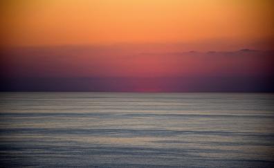 Sea, calm, sunset, body of water, blur