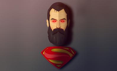 Beard, superhero, artwork, superman