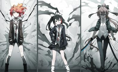 Collage, anime girls, school uniform