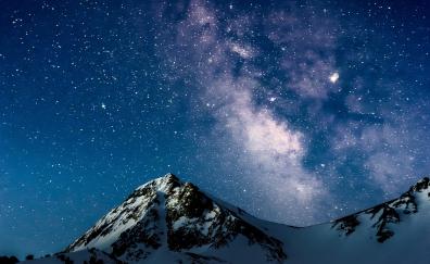 Starry night, outdoor, mountains, landscape