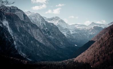 Mountains, peaks, valley, nature