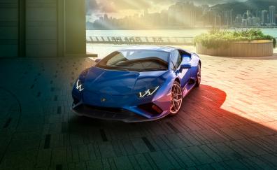 Blue Lamborghini Huracan, 2020
