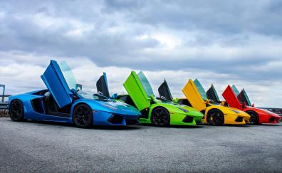 Super cars, colorful, Lamborghini Aventador
