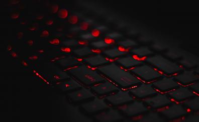 Keyboard, dark, red glow