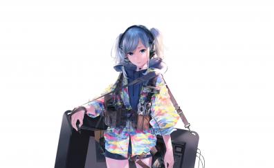 Original, anime girl, colorful jacket