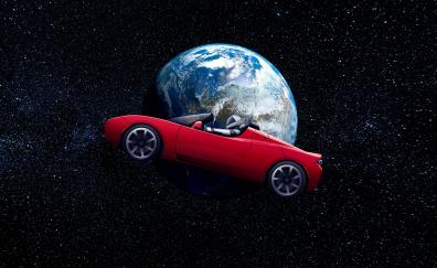 Tesla Roadster, Astronaut, earth orbit, space