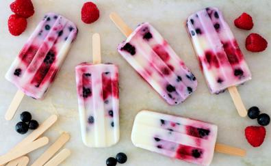 Raspberry, blueberry, fruits, ice candies
