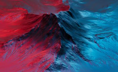 Mountain, neon, red-blue, Redmibook