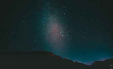 Silhouette, starry & dark sky, nature
