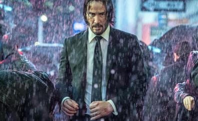 Movie 2019, John Wick 3: parabellum, Keanu Reeves in rain
