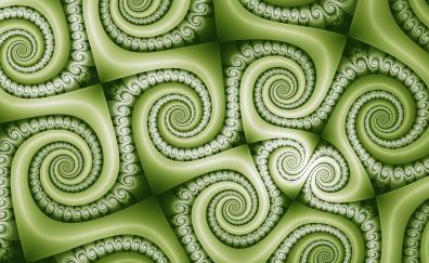 Green swirl, pattern, abstract, fractal