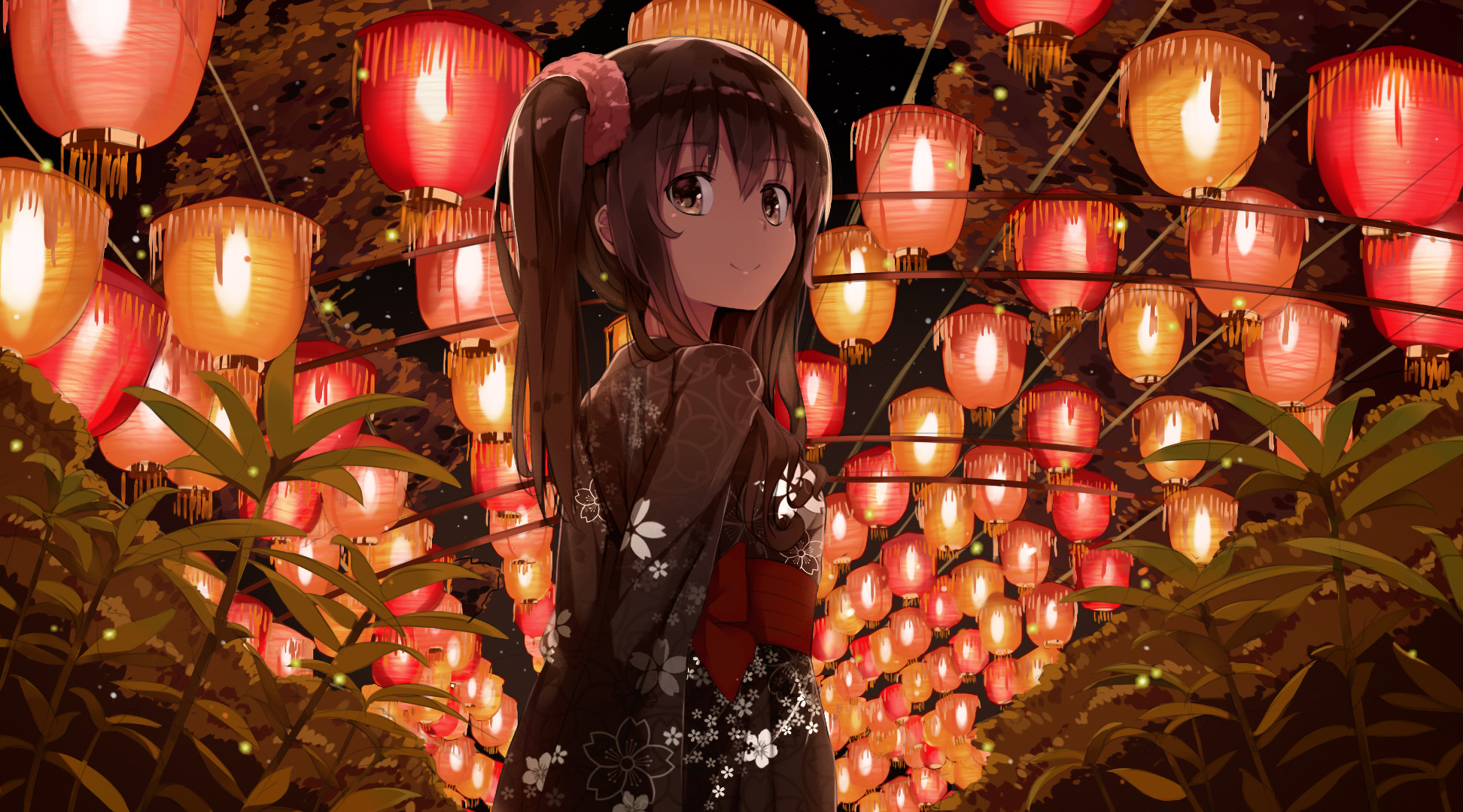 Download decorations, night, original, cute anime girl 1944x1080 hd ...